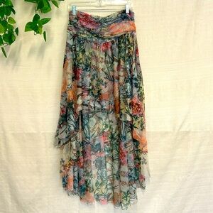 Asymmetrical Floral Skirt